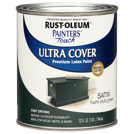 Rust-Oleum Interior/Exterior Paint, Satin, Hunt Club Green, Quart 267334